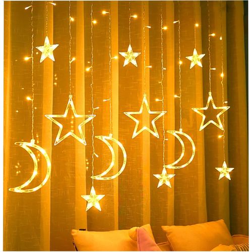 Led String Lights Stars Shaped And Moon Curtain Decorative Lights Holiday Decoration Ramadan Gift