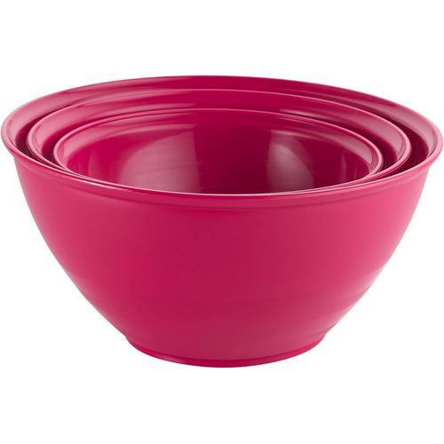 Mixing Bowl Set - Small 16 cm, Medium 24 cm, Large 30 cm - BPA Free, Microwave Safe, Dishwasher Safe, Food Safe, Stackable - Fuchsia