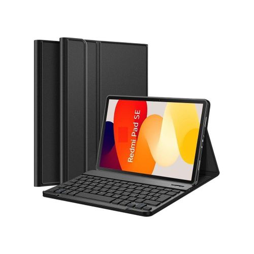 Arabic and English Keyboard Cover Case Compatible with Redmi Pad SE 11 inch 2023, Leather Tablet Protective Cover with Wireless Removable Bluetooth Keyboard