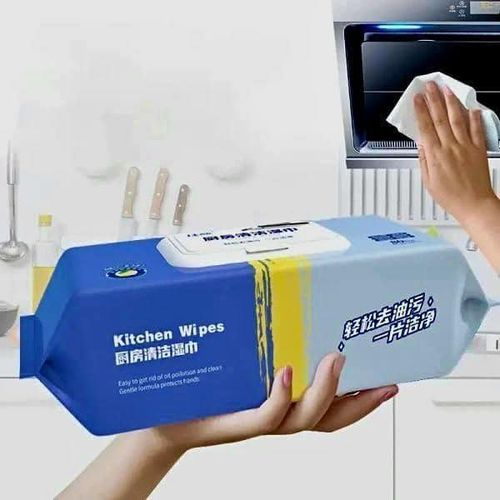 Wipes wet wipes for cleaning surfaces and grease, 80 wipes. Safe and practical for the kitchen, countertops, and stove for cleaning grease in the kitchen and for general household use.