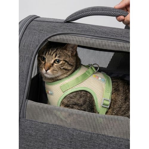 Cat Harness and Leash Set Escape Proof Soft Breathable Mesh Cute Cartoon Frog Pet Vest Adjustable Walking Harness Heavy Duty Ring Safety Control Strap Small Dogs Kittens Puppy Collar Alternative Green