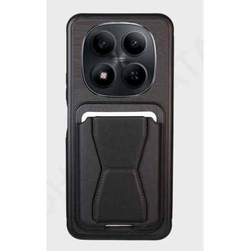 Case FOR REDMI NOTE 15 PRO , Multifunctional Magnetic Strap Vertical and Horizontal Design, Slim and Cute Pattern Silicone Protective Case with Kickstand - (Black)