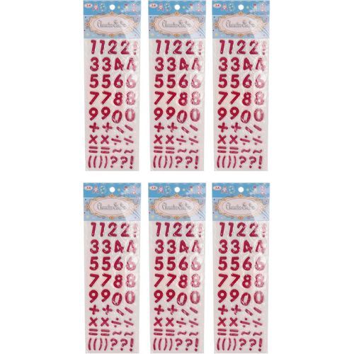 Educational English Numbers Plastic Sticker Set Of 6 Pieces For Kids - Fuchsia 21915-1 - -5034-Fuchsia24