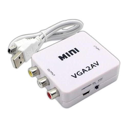 محول VGA إلى AV، محول فيديو مركب VGA إلى RCA مع دعم صوتي، محول صغير VGA2AV 1080p، مزود بمنفذ USB،
