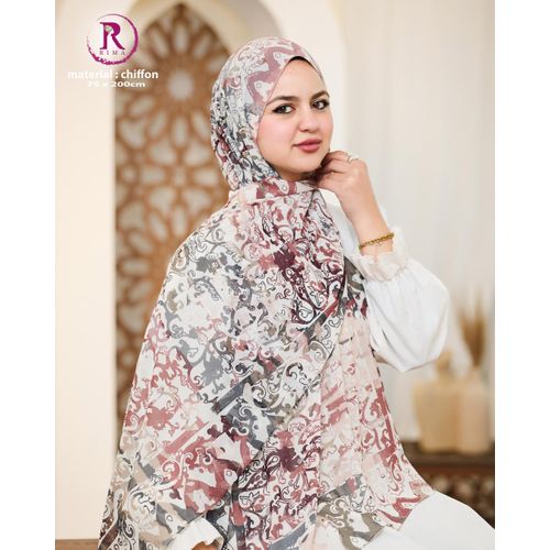 Premium Crepe Chiffon- Taupe & Olive Green-(200*75cm)