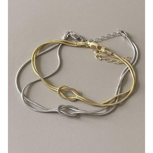 Stainless Steel Love Knot Couples Matching Bracelets Set (Intertwined Forever Knot Gold/Silver Tarnish-Free His & Hers Set)