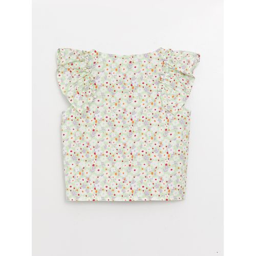 Crew Neck Patterned Girl's Blouse