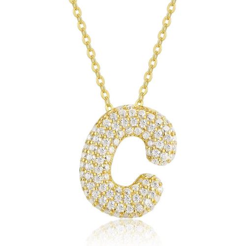 English letter C necklace adorned with sparkling stones, gold-plated, stylish design for daily use and special occasions, trendy women's necklace, multiple letters, one piece