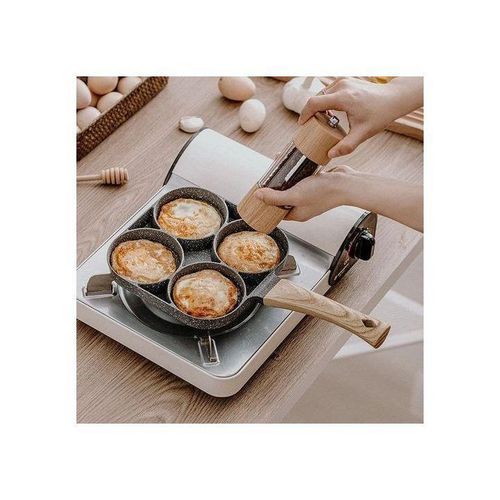 Divided Granite Grill Pan 4 Digits - With Wooden Handle