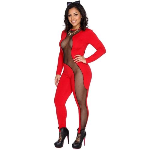 Women's sheer mesh long-sleeve bodysuit