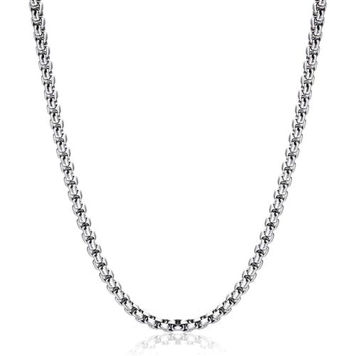 Square Rolo Chain Necklace Stainless Steel Round Box Necklace for Men & Women