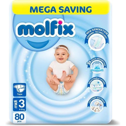 3D Midi Diapers - Size 3 - 80 Pieces
