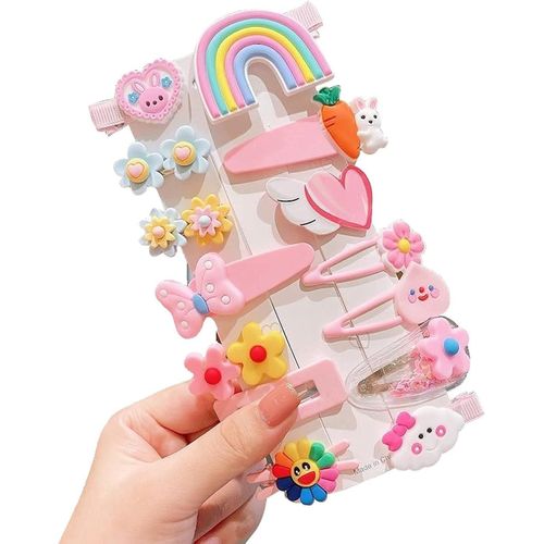 niyokki Cute Hair Clips for Girls, Cartoon Fruits Candy Rainbow Patterns Hair Pins Snap Hair Barrettes, Fashion Hair Accessories Decorations for Baby Girls (pink rainbow)