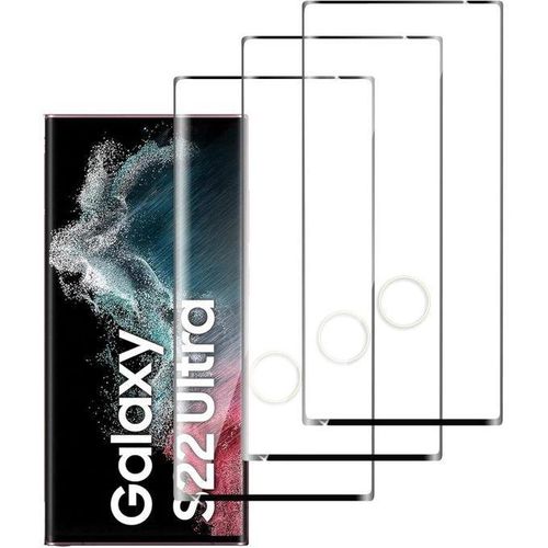 Pack of 3, Tempered Glass Screen Protector for Samsung Galaxy S22 Ultra, Free from Scratches, 3D Full Coverage, 9H Hardness, Scratch-Resistant, Ultra Thin, HD Screen Protector