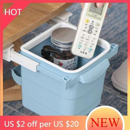 Under Desk Trash Can - Convenient Under-Table Garbage Bin with Adhesive Mounting and Pull-Out Drawer, Perfect for Home, Kitchen, or Office Waste Disposal, Multiple Colors