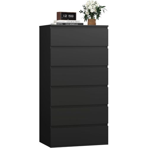 Chest of Drawers 119 cm High Black with 6 Drawers Sideboard Drawer Cabinet for Bedroom Hallway Living Room 60 * 40 * 119 cm