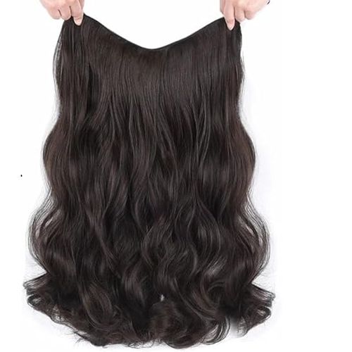 Synthetic Hair Extension Long Wavy Brown Color