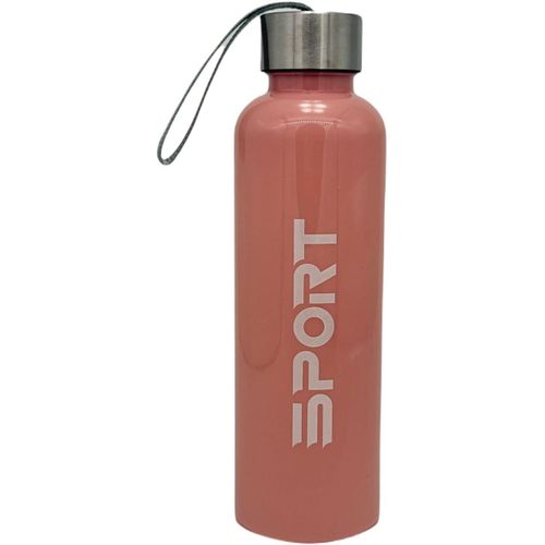 Sport Stainless Steel Water Bottle, light pink, Insulated with Carry Strap, 600 ml