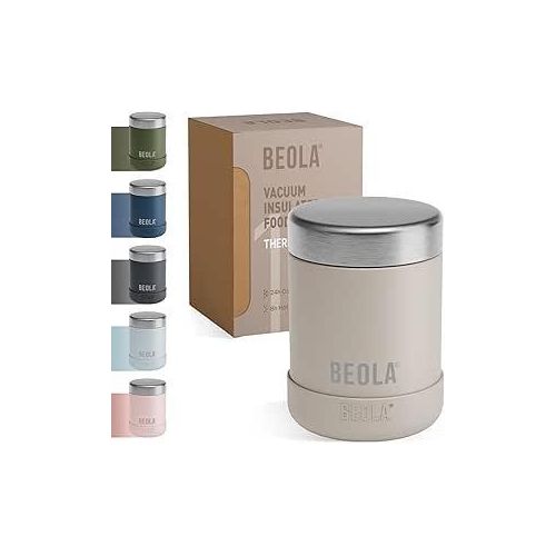 BEOLA 450ml Food Jar Lunch Box Thermos Stainless Steel Double Wall Insulated Travel Food Flask for Kids and Adults, 15oz (Sand Dune)
