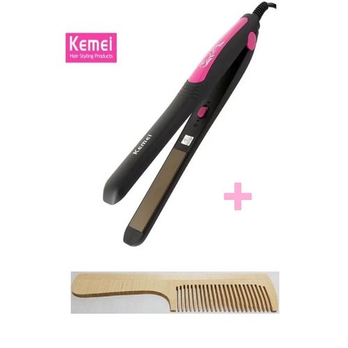 Buy Kemei KM-328 Professional Hair Straightener - 220 'C + Free Gift Wooden Comb with Handle in Egypt