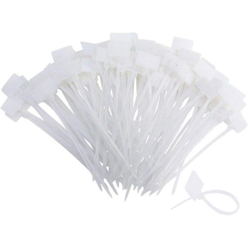 200pcs Nylon Cable Marker Ties Self-Locking Cord Tags 4 Inches Write on Ethernet Label Wire Straps