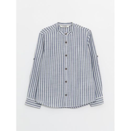 Grandad Collar Striped Long Sleeve Boys Shirt