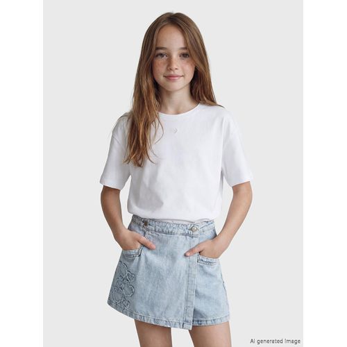 Crew Neck Heart Print 100% Cotton Girl's T-Shirt
