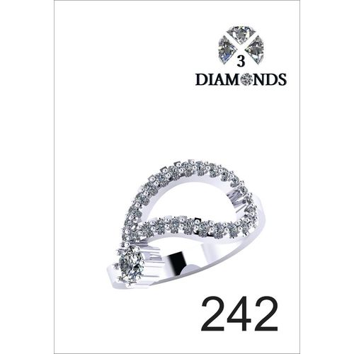 Platinum Plated Ring for Women with Zircon Stone - Silver