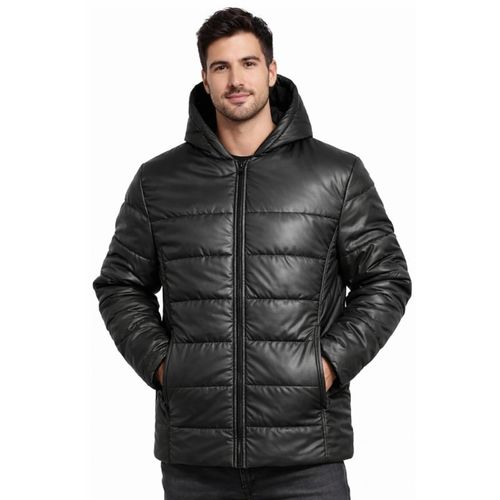 Jacket Bomber Hoodie Long Sleeves padded Fiber Inside - Black