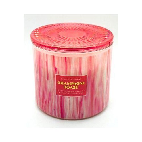 Champagne Toast Large Scented 3 Wick Candle Glass Lid 444g