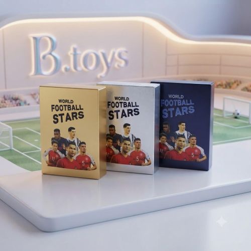 Premium Collector's Edition World Football Stars Trading Card Set Featuring Iconic Athlete Illustrations and Metallic Foil Finish Presentation Boxes