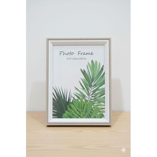 Wooden Picture Frame, Size (13x18 cm), Beige and White, with Stand Backdrop, Modern Home Decoration