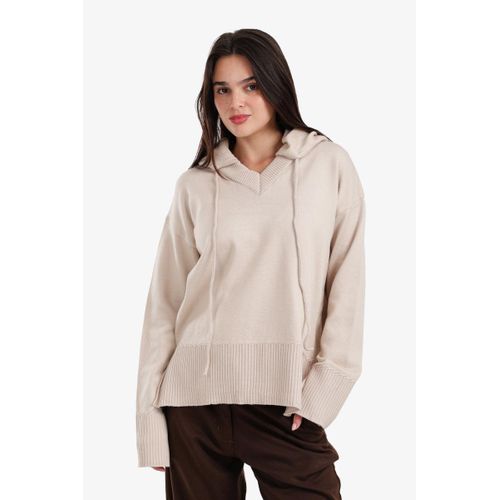 Ribbed V-Neck Lounge Hoodie