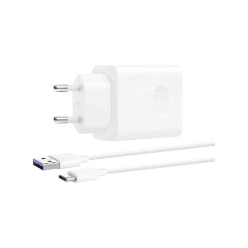 66W Super Fast Wall Charger with 1m USB-C Cable - White.
