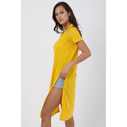 Kady Side Slits Short Sleeves Basic Tunic - Mustard