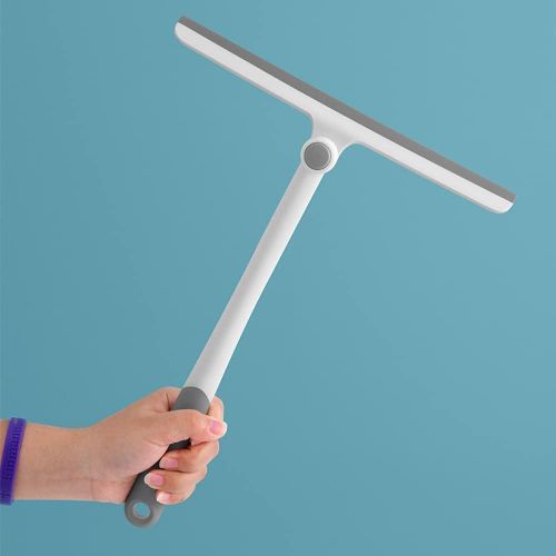 Shower Squeegee with Non-Slip Silicone Handle and 10.6 Inch Blade, Heavy Duty All Purpose Shower Squeegee for Bathroom and Glass Shower Doors (Grey)