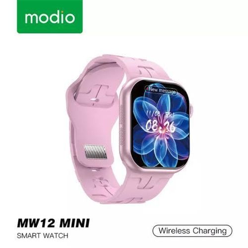 MW12 Mini Smart Watch – Wireless Charging, Compact Design, Fitness-iphone-android-pink