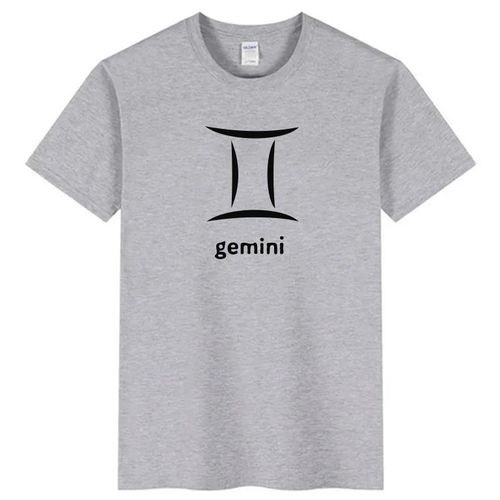 Light grey cotton t-shirt Gemini Zodiac black