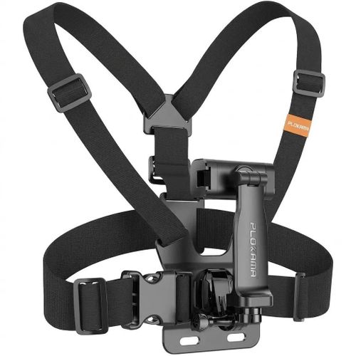 CX-10 Chest Mount Camera Holder with 360° Rotary Phone Clip - Black, Ideal for Recording Sports Adventures and Outdoor Activities