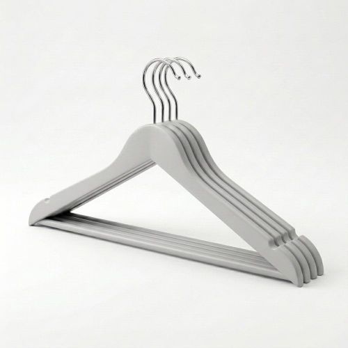 Set of 3 plastic clothes hangers, Grayweight design, durable metal hook, for closet and wardrobe organization - Gray
