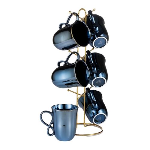 Lotus Porcelain Tea Mug Set Luster 6pcs + stand, made of high quality materials