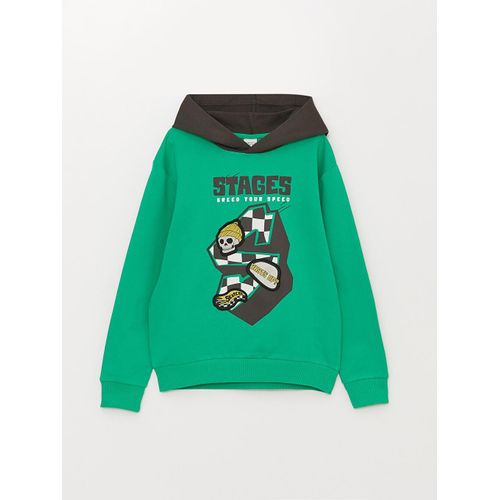 Hooded Printed Long Sleeve Boy's Sweatshirt