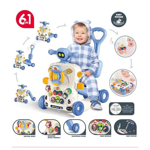 Activity Musical Baby Walker 6 IN 1 Multifunctional - Blue