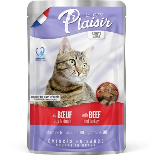 Plaisir Wet Cat Food with Beef for Adult Cats 85 g