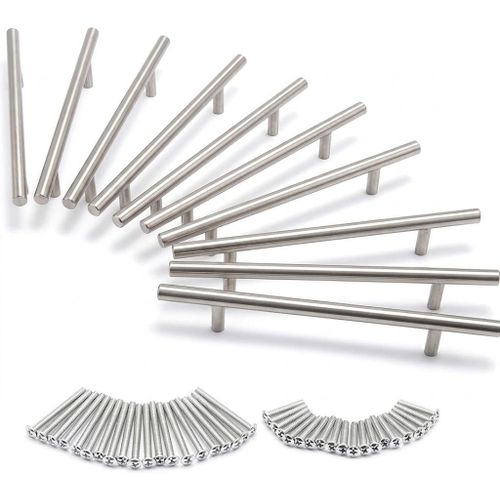 10 Pcs Stainless Steel T Bar Kitchen Cabinet Drawer Pull Handle (Silver)