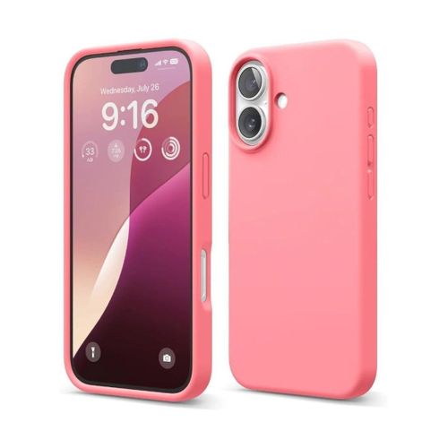 Ultra Slim Silicone Phone Case Compatible with iPhone 17 - Shockproof Phone Case with Soft Anti-Scratch Microfiber Lining-(Pink)