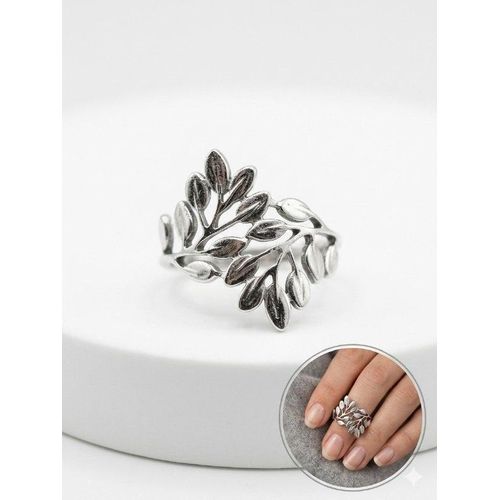 Elegant Silver-Tone Olive Leaf Wrap Ring - Nature-Inspired Adjustable Jewelry