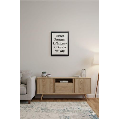 Modern Wall Tableau With Wooden Frame - 40 X 30 Cm - Motivational Quote - For Office - Library And Home Decor
