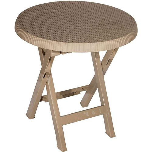 Khorshid Plastic Round Folding Table 60cm Wide 70cm Height 1 Piece Beige 6221202110013