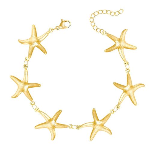 Gold Starfish Charm Bracelet for Women – Adjustable Ocean Inspired Jewelry with Multiple Sea Star Charms, Summer Beach Fashion Accessory, Lightweight Gold Plated Bracelet, Perfect Gift for Her